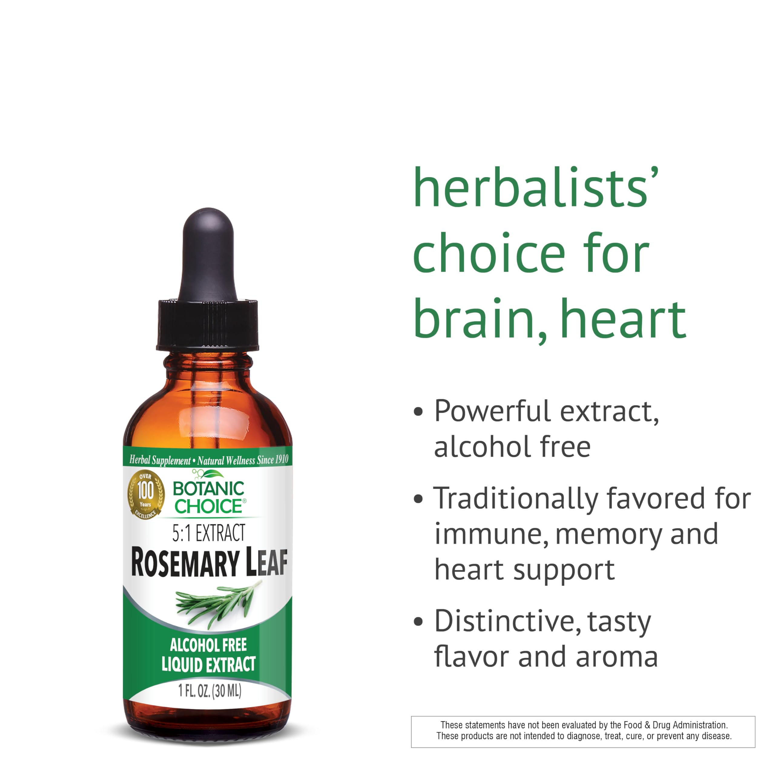 Botanic Choice Rosemary Leaf Liquid Extract bottle beside a cup of tea.
