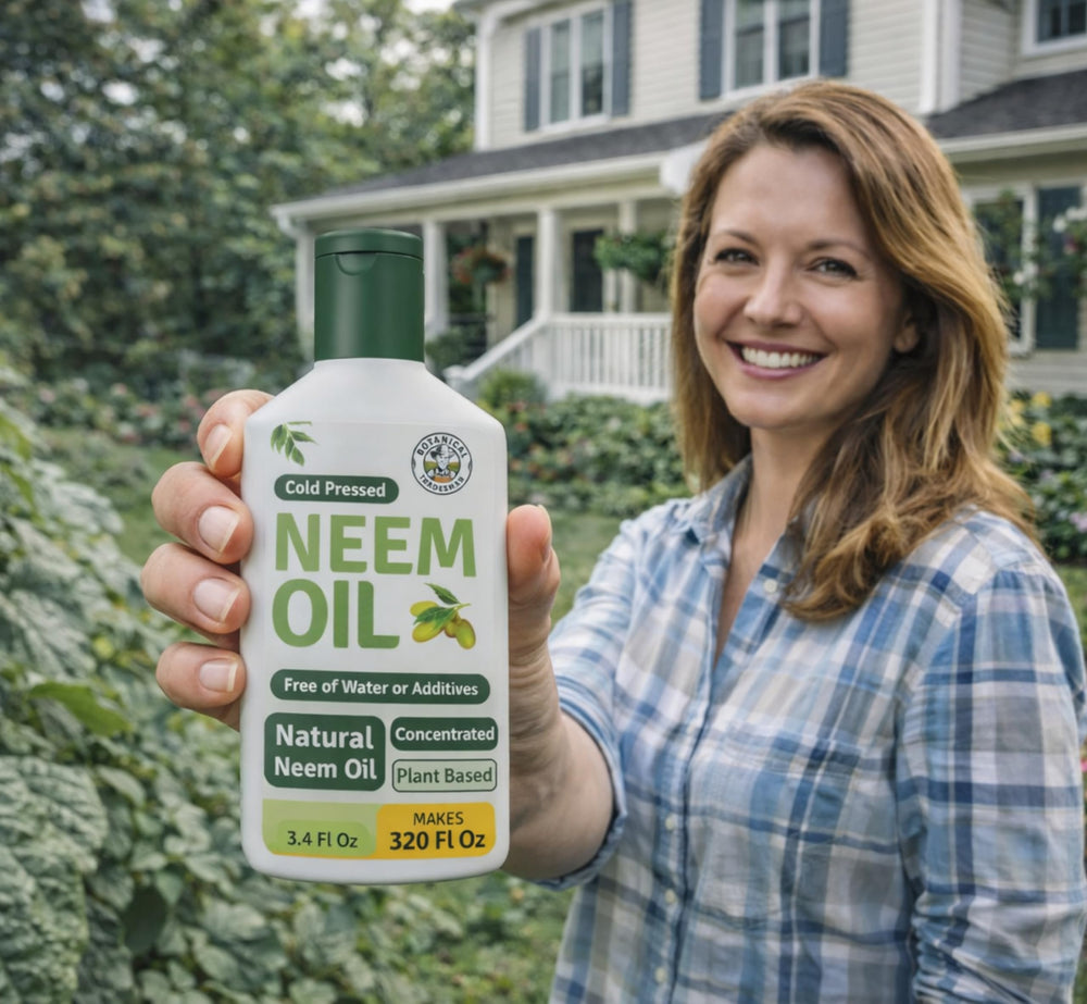 Botanical Tradesman Neem Oil Spray used on outdoor garden plants for protection