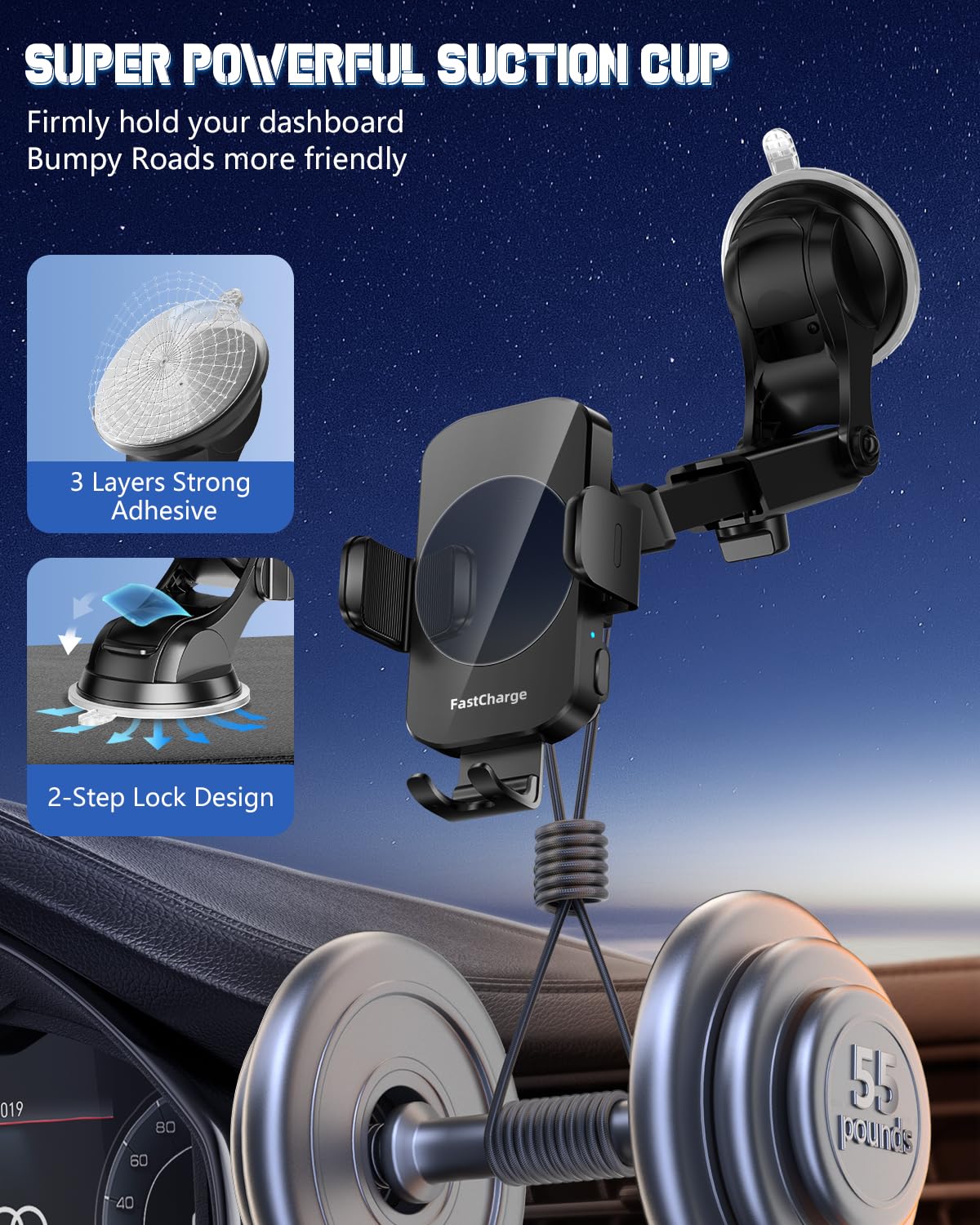 BothLin compact design complements car interior while keeping phone accessible.