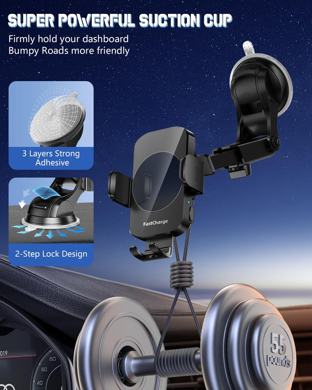 BothLin compact design complements car interior while keeping phone accessible.
