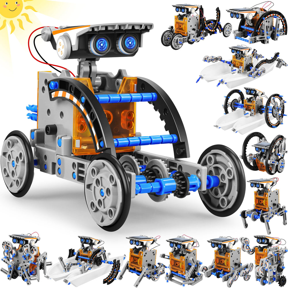 Bottleboom STEM 13-in-1 solar robot kit for hands-on learning and safe exploration.