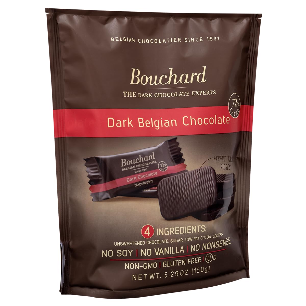 Bouchard foil wrapper with gold label indicating Belgian origin