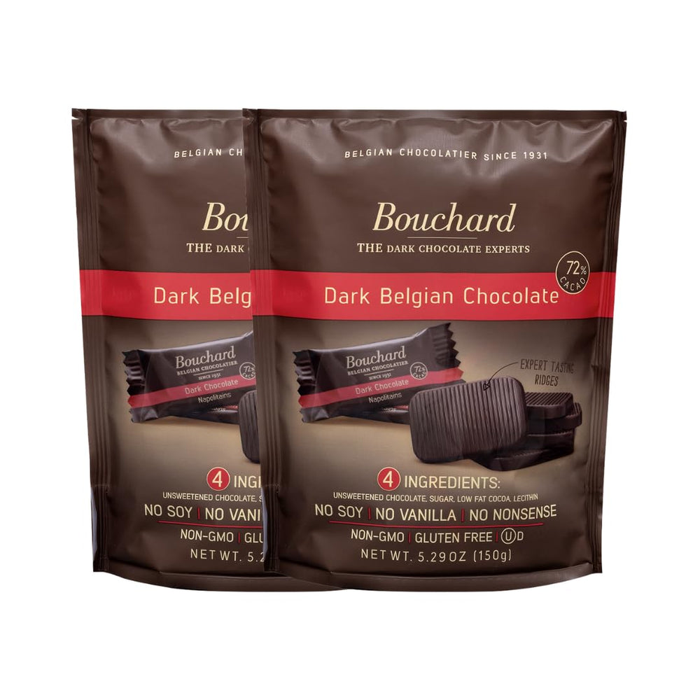 Bouchard sliced dark chocolate revealing dense texture and cacao notes