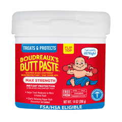 Boudreaux's Butt Paste Maximum Strength jar front view for diaper rash protection.
