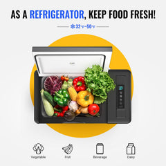 BougeRV CR28 dimensions highlight space-saving 30-quart capacity in a compact footprint.