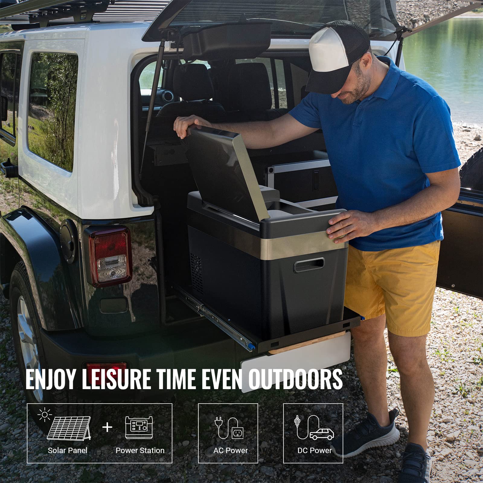 BougeRV CR28 AC power compatibility ensures versatile use at campsites.