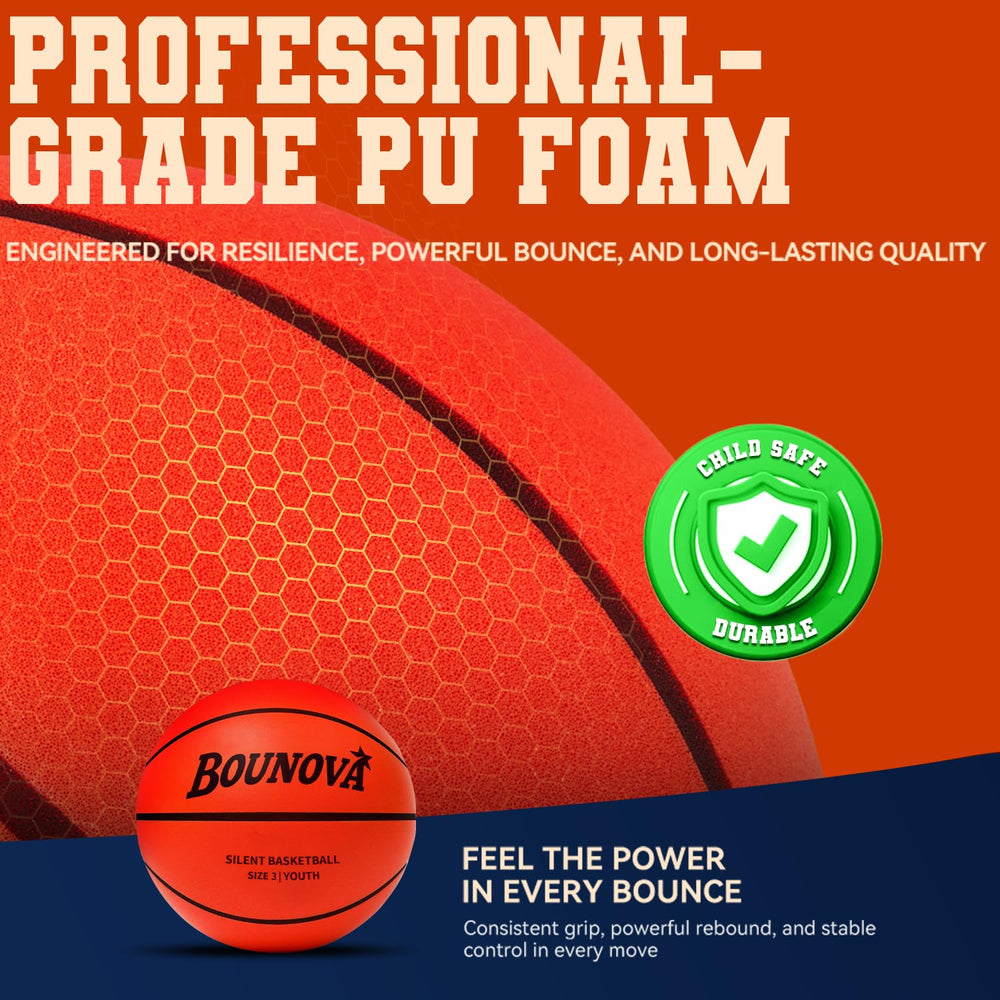 BOUNOVA Silent Basketball for indoor home court use, perfect for quiet practice spaces