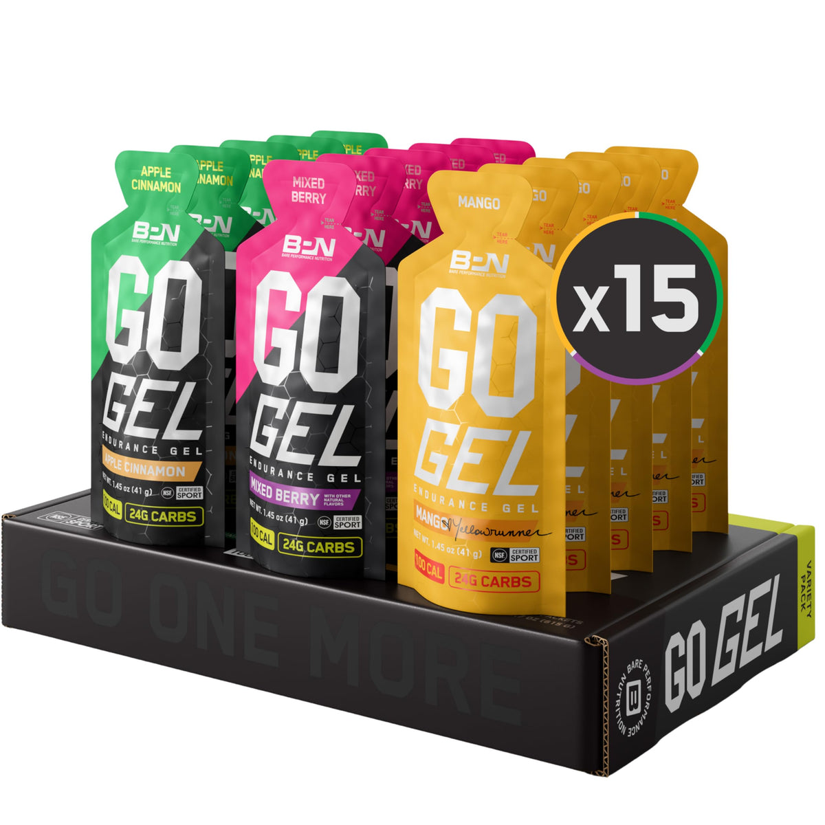 BARE PERFORMANCE NUTRITION Go Gel Endurance Apple Cinnamon energy gel for long runs, vegan and caffeine-free