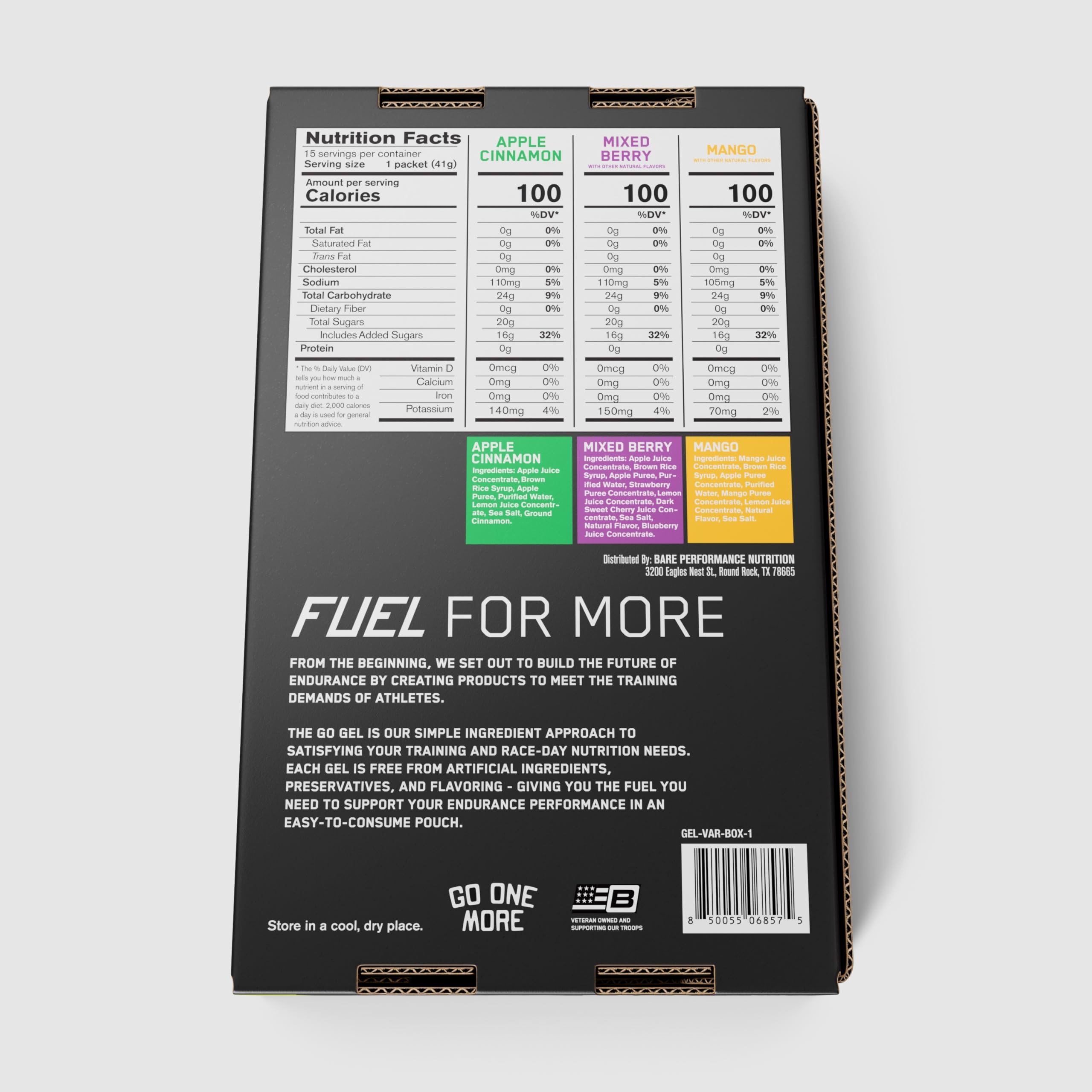 BARE PERFORMANCE NUTRITION Go Gel Endurance portable pack for on-the-go fueling