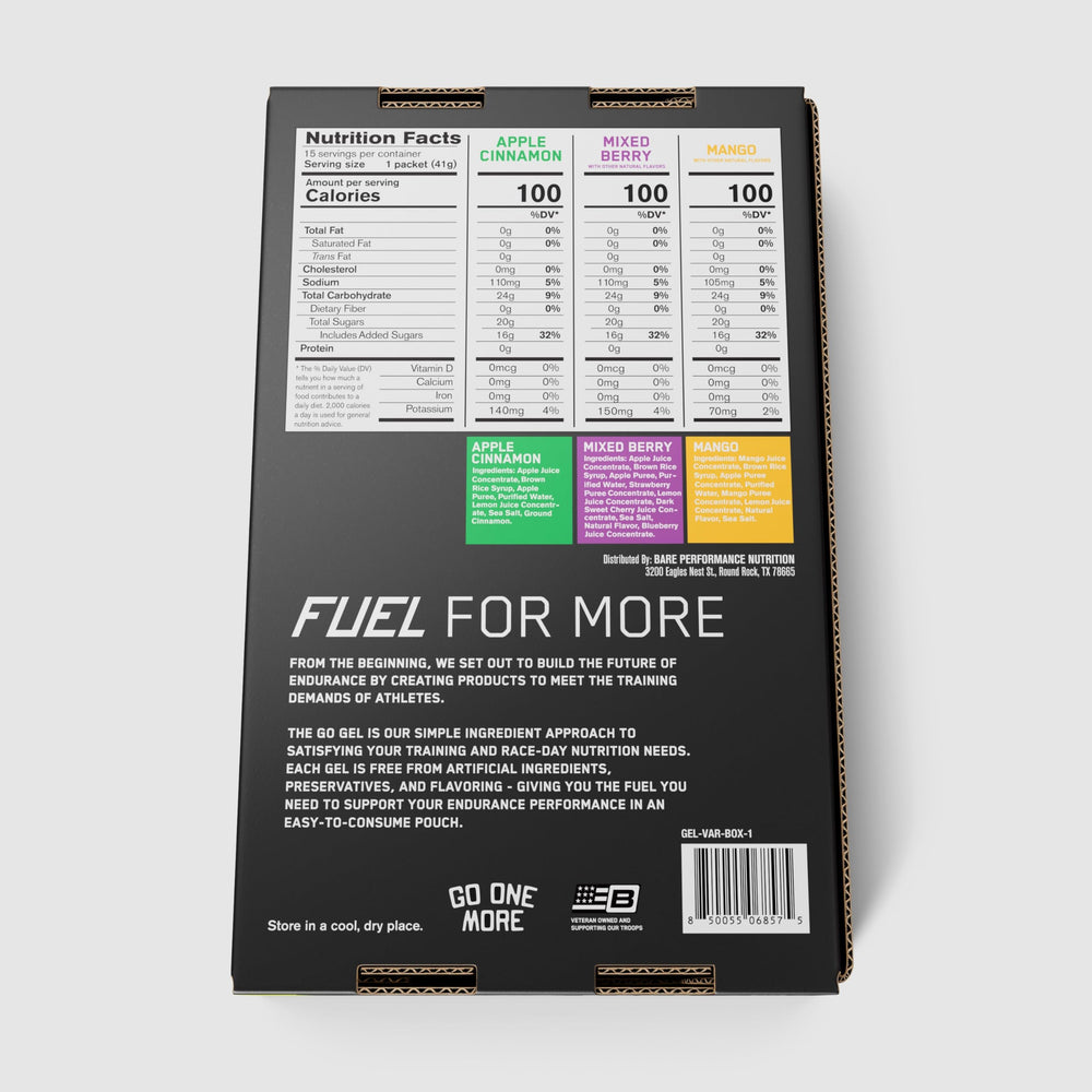 BARE PERFORMANCE NUTRITION Go Gel Endurance portable pack for on-the-go fueling