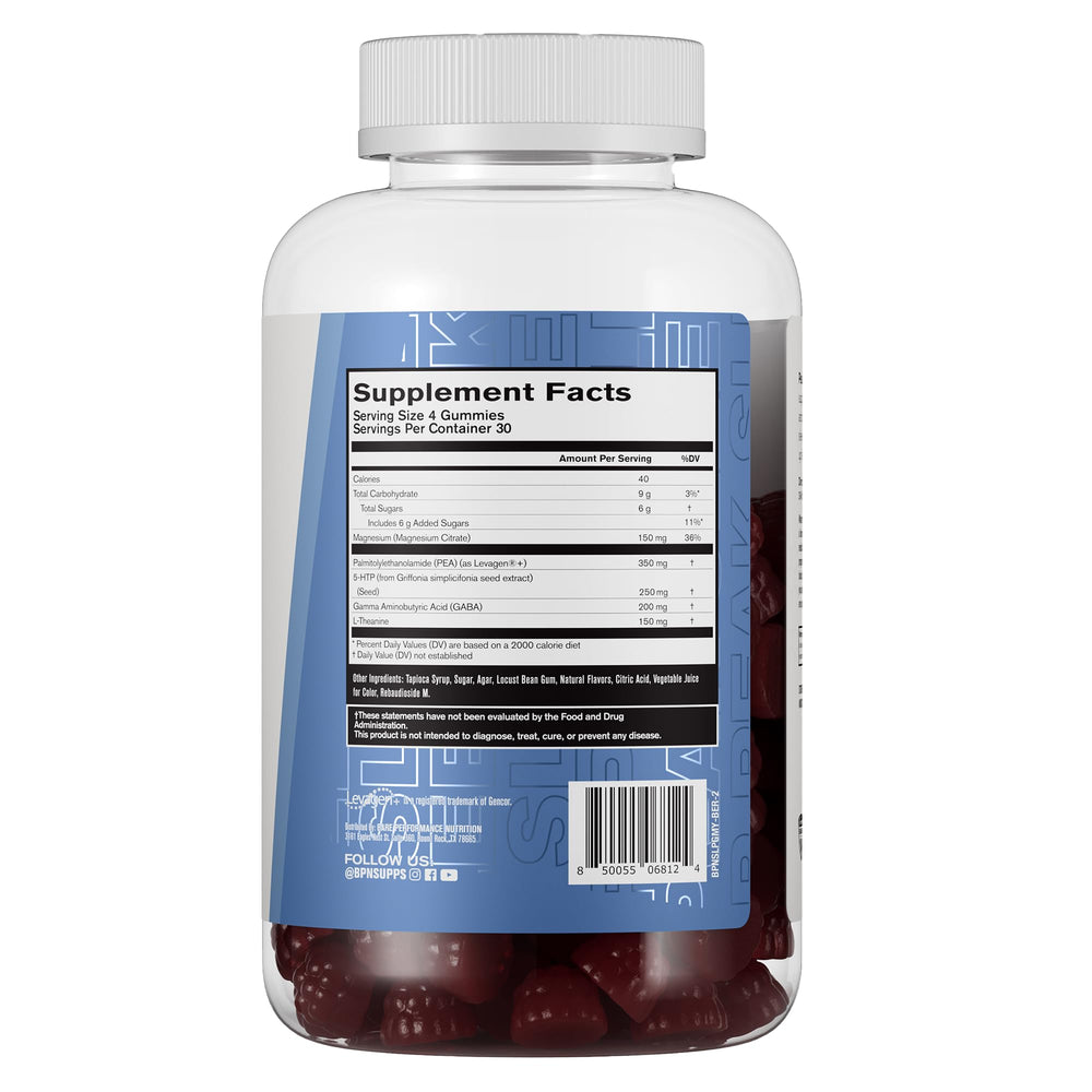 Magnesium-rich formula in BPN Peak Sleep Gummy supports winding down.