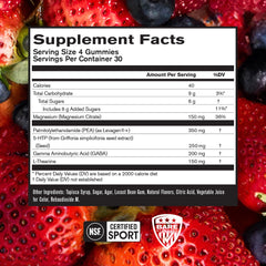 Serving of BPN Peak Sleep Gummy shows berry chewable form for nightly use.