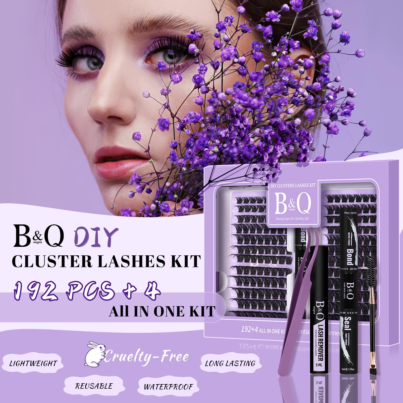 B&Qaugen 8–18 mixed-length clusters for versatile lash looks.