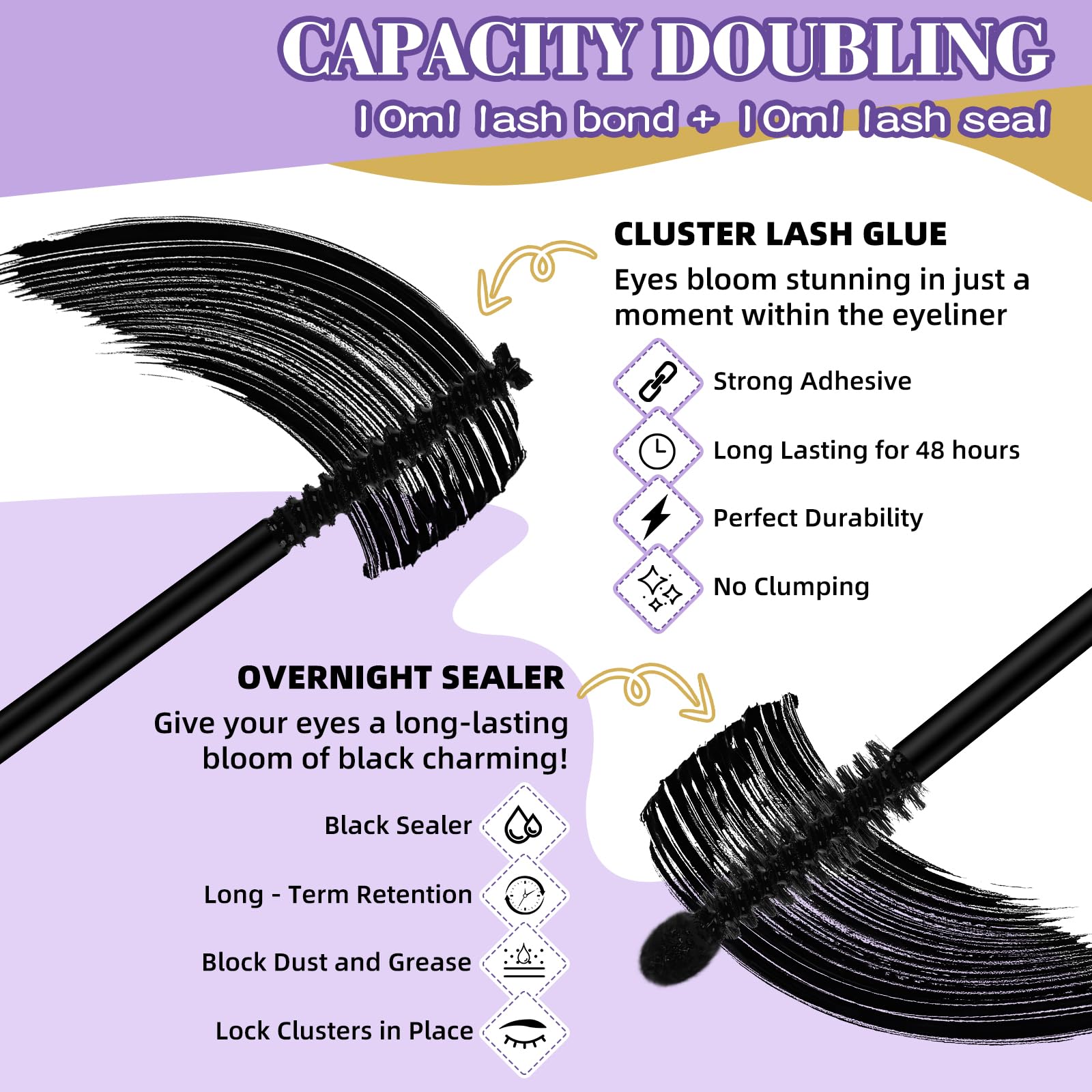 B&Qaugen dual-ended brush aids accurate lash bonding during DIY extensions.