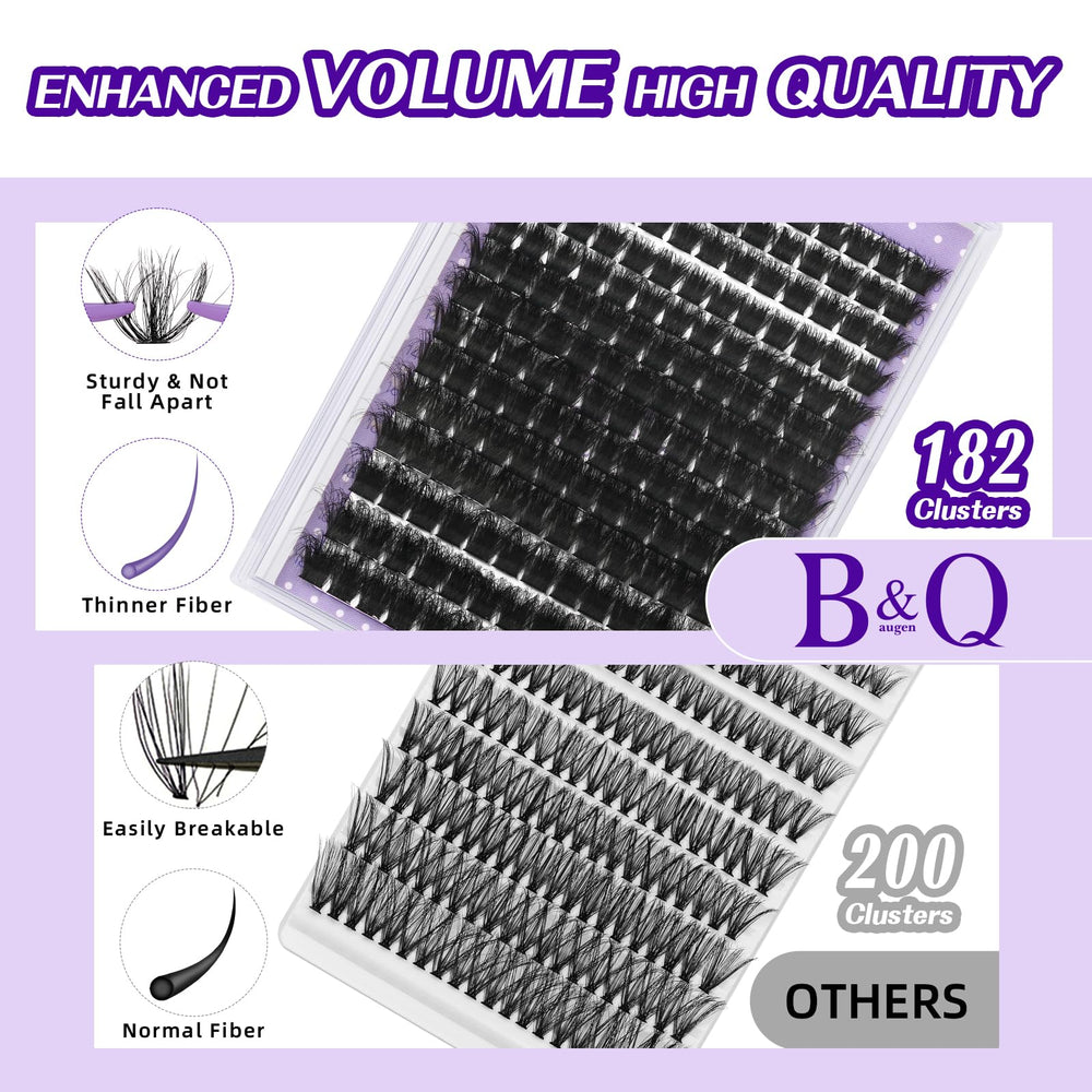 B&Qaugen Fluffy Lash Clusters 200D DIY-application close-up for easy at-home styling.