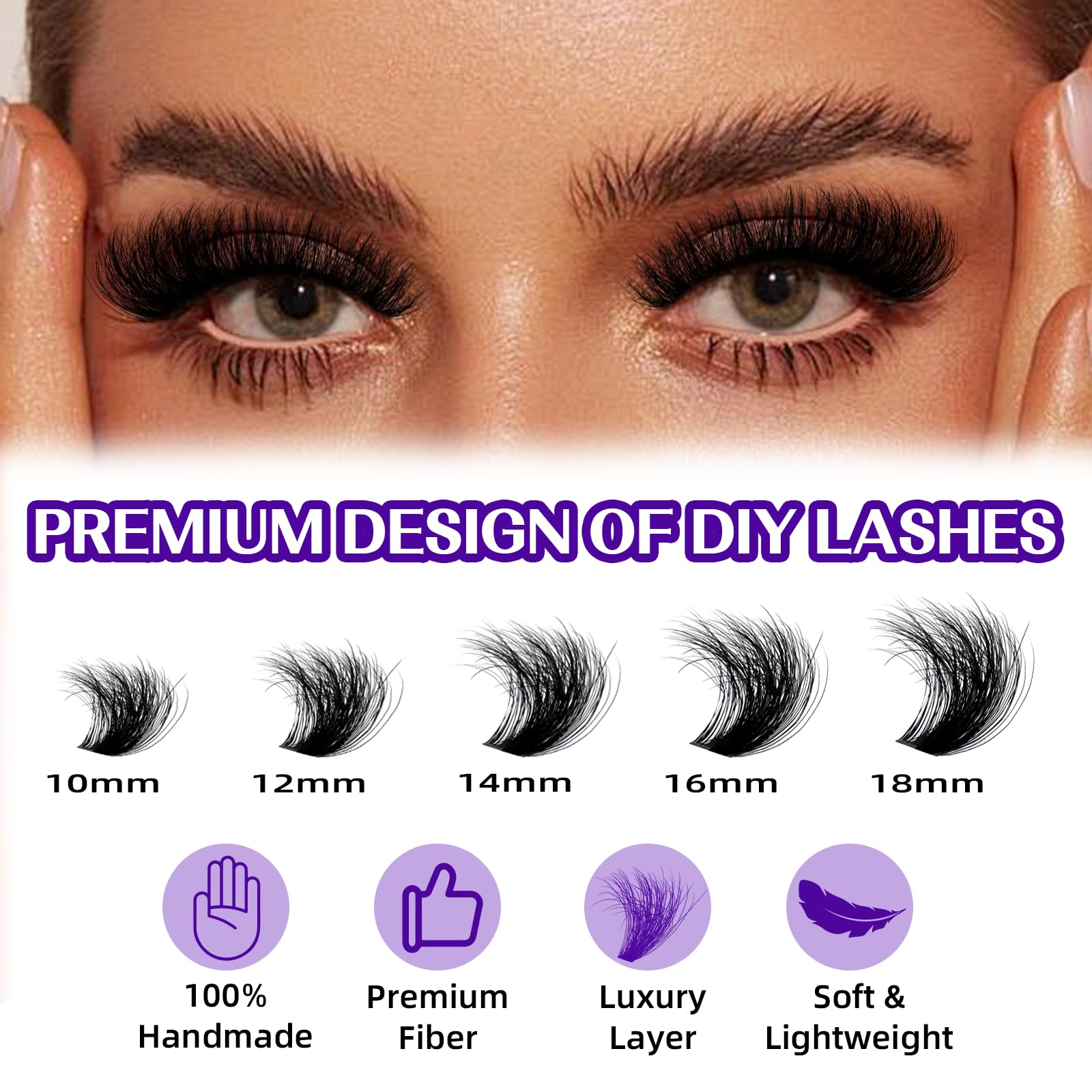 B&Qaugen Fluffy Lash Clusters 200D flat band enables comfortable placement.