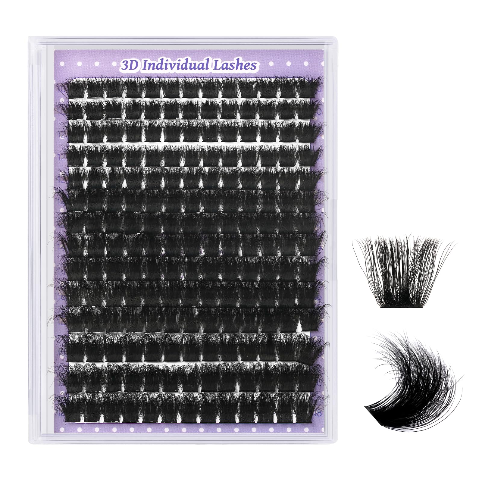 B&Qaugen Fluffy Lash Clusters 200D front view for wispy, dramatic volume.