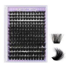 B&Qaugen Fluffy Lash Clusters 200D front view for wispy, dramatic volume.