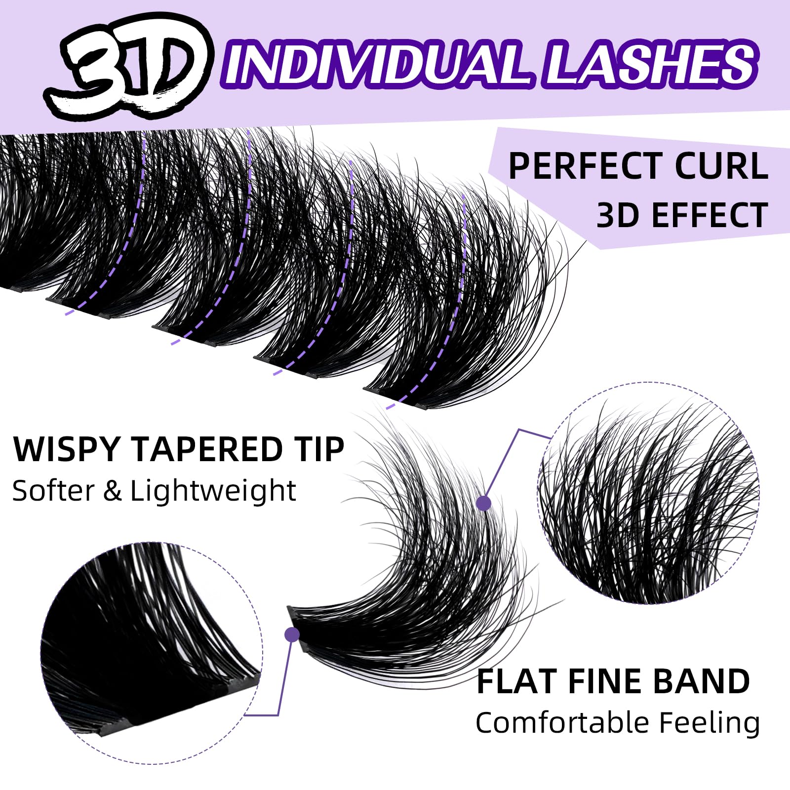 B&Qaugen Fluffy Lash Clusters 200D side profile showing layered depth for natural look.