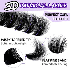 B&Qaugen Fluffy Lash Clusters 200D side profile showing layered depth for natural look.