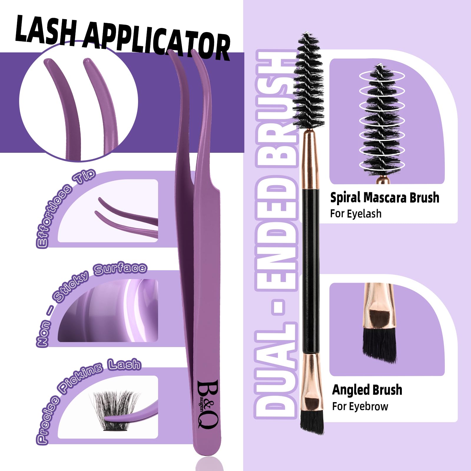 BQaugen lash tweezers for precise placement