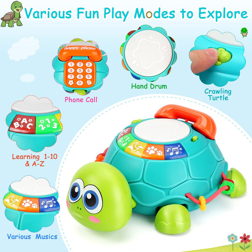 BQU Musical Turtle abc-123 mode helps early learners recognize numbers and letters
