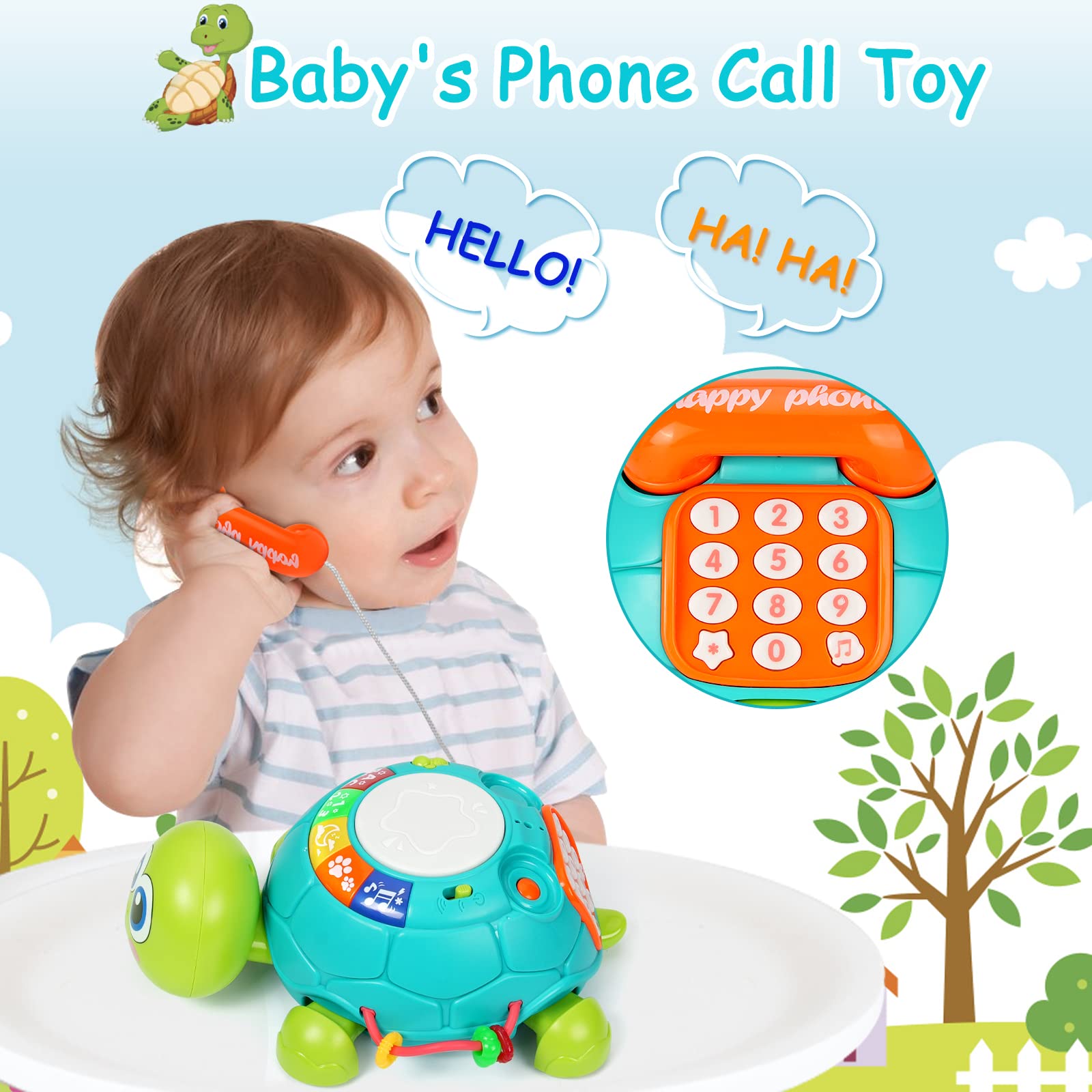 BQU Musical Turtle lullaby sounds soothe and entertain during play and exploration