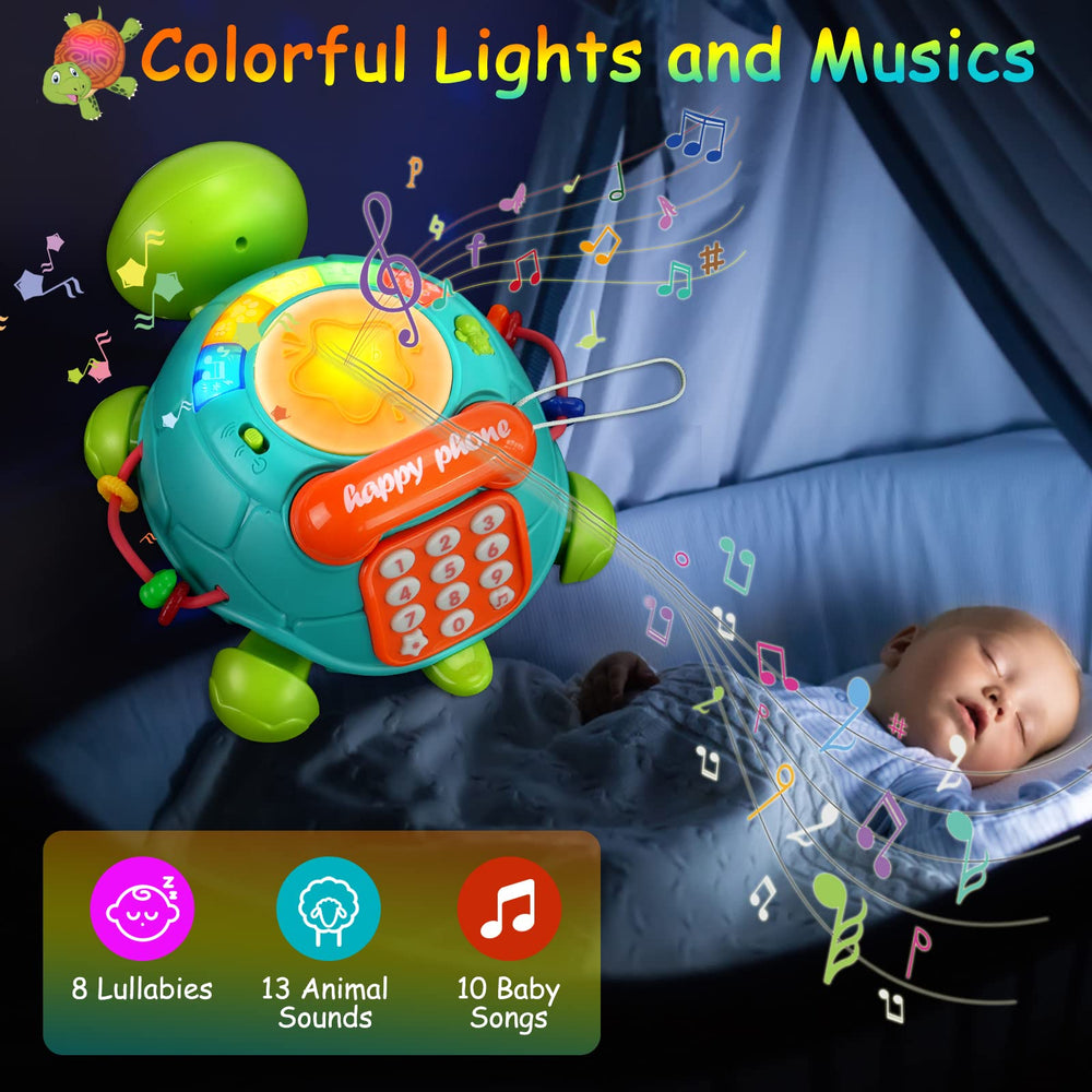 BQU Musical Turtle rotating beads provide tactile exploration and visual focus