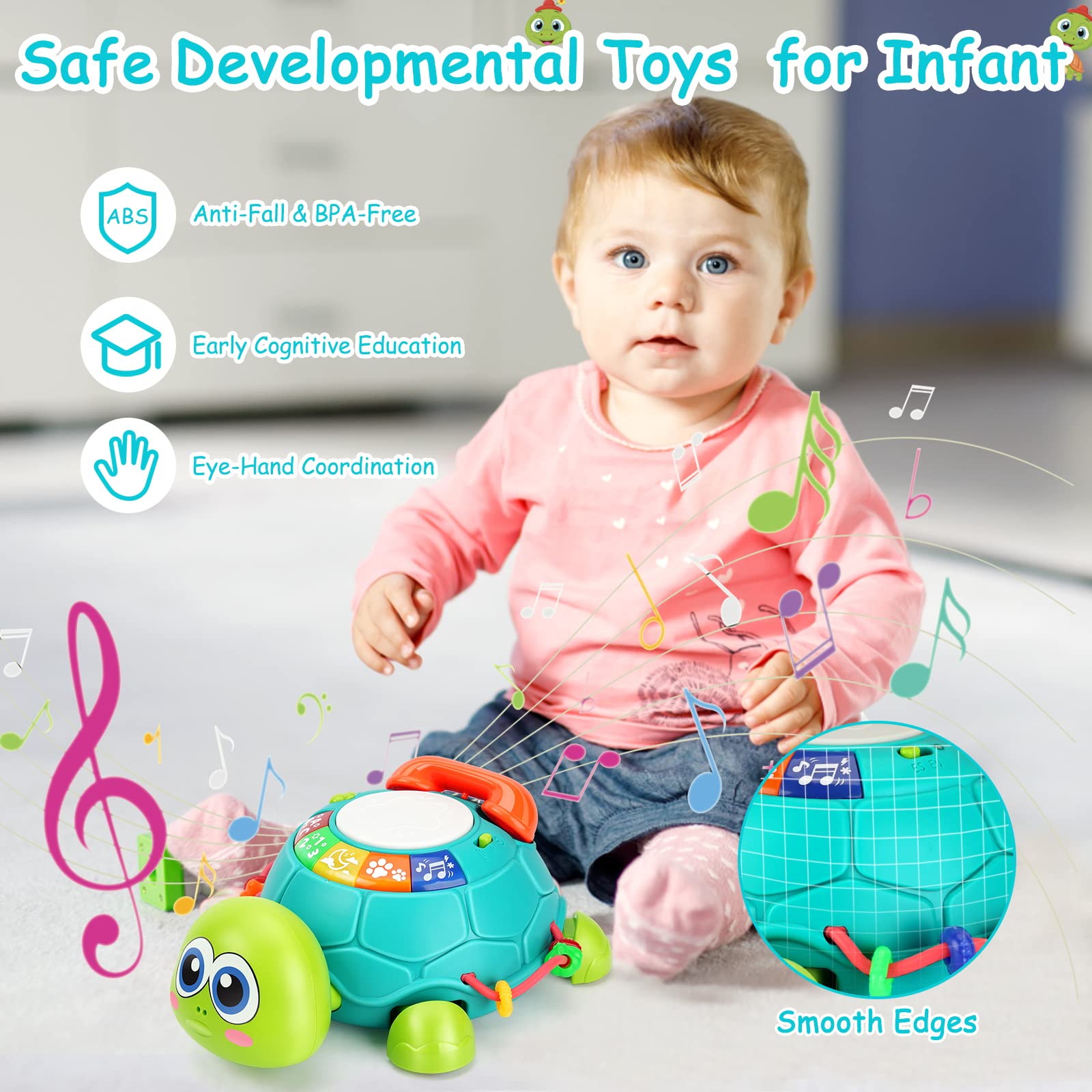 BQU Musical Turtle safe materials and BPA-free design for gentle baby play