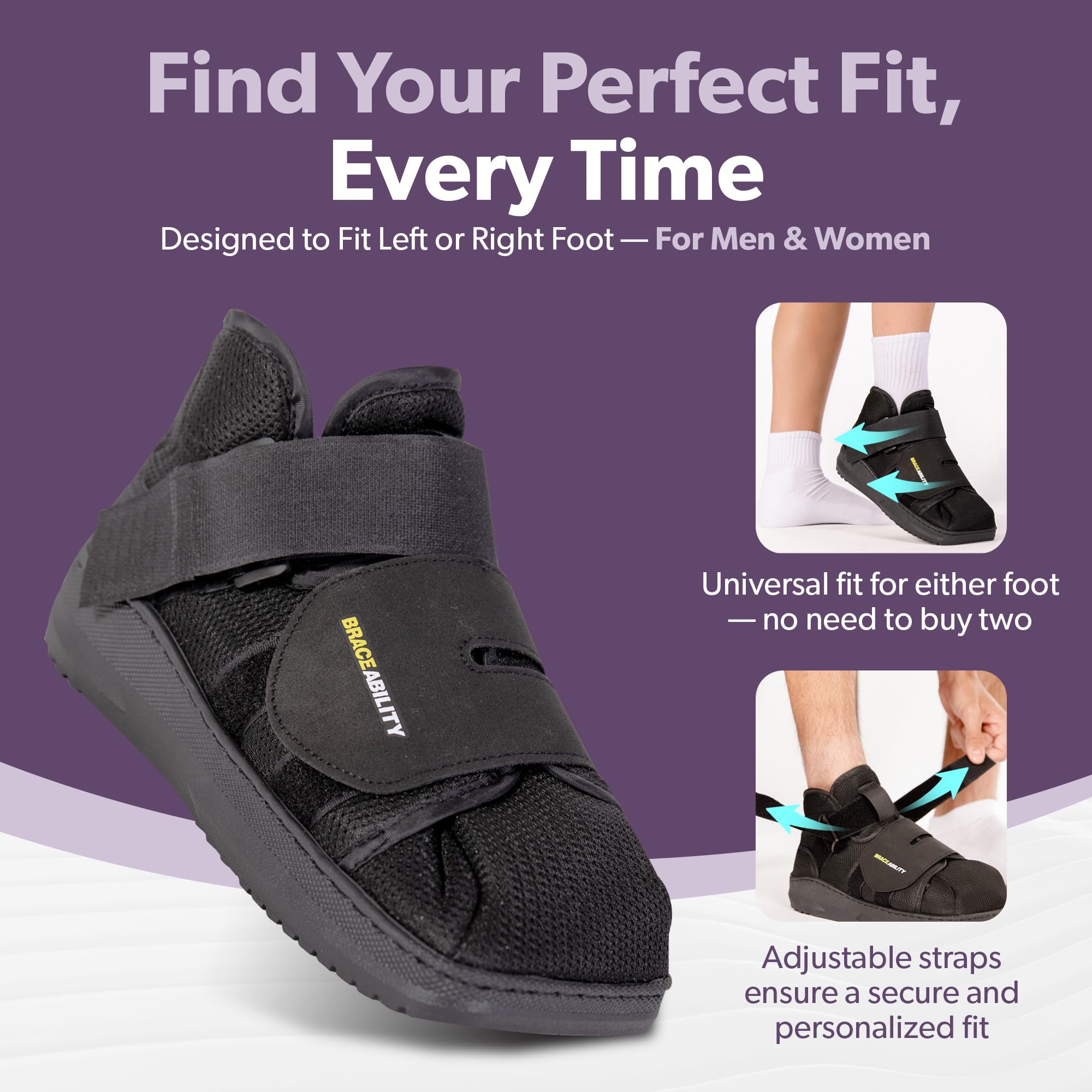 BraceAbility non-skid sole provides reliable traction for indoor and outdoor use.