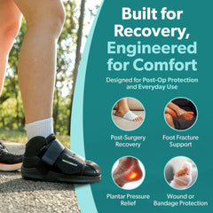 BraceAbility post-op boot with straps illustrates adjustable fit for secure healing.
