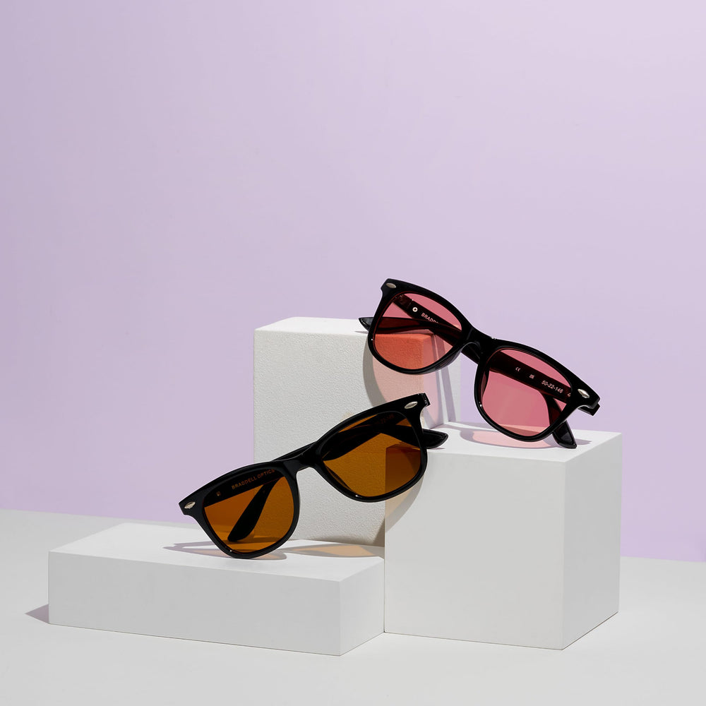 BRADDELL OPTICS dual-pack with rose and amber tints for flexible use