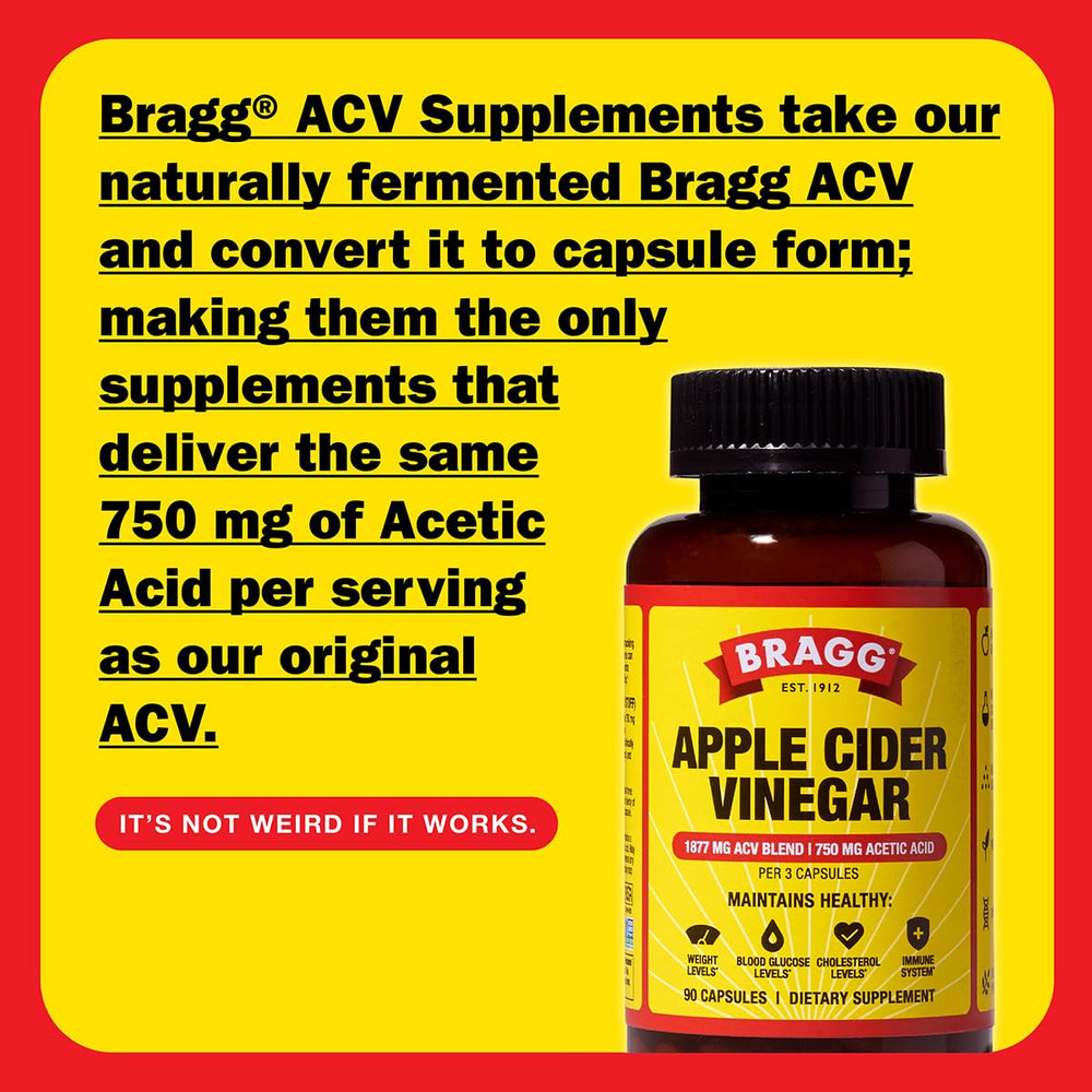Bragg ACV capsules closeup of soft capsules for quick, sugar-free intake