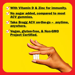Bragg ACV capsules label view highlighting vitamin D and zinc