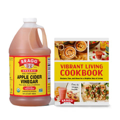 Bragg Organic Apple Cider Vinegar 64oz bottle in kitchen for daily wellness use