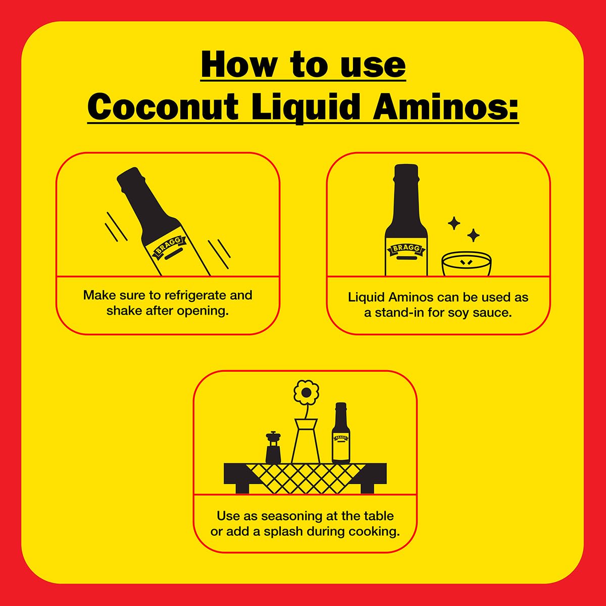 Bragg Coconut Aminos bottle with herbs for a fresh dressing.