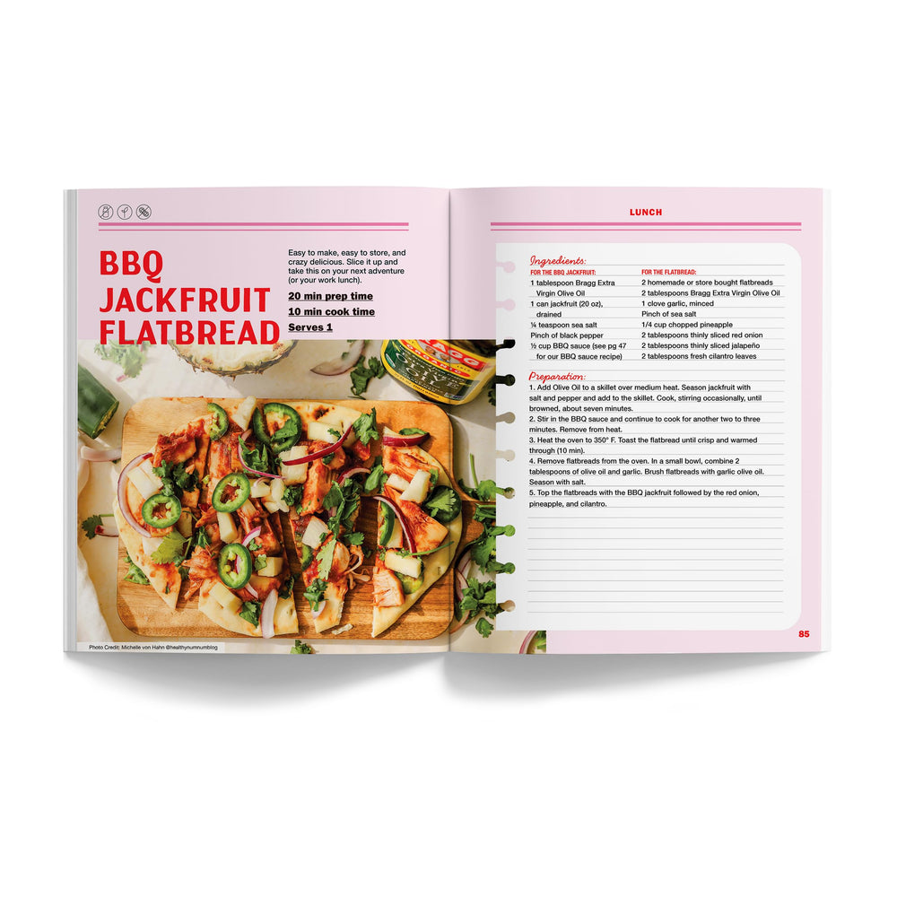 Bragg cookbook bundle packaging shown with a recipe idea