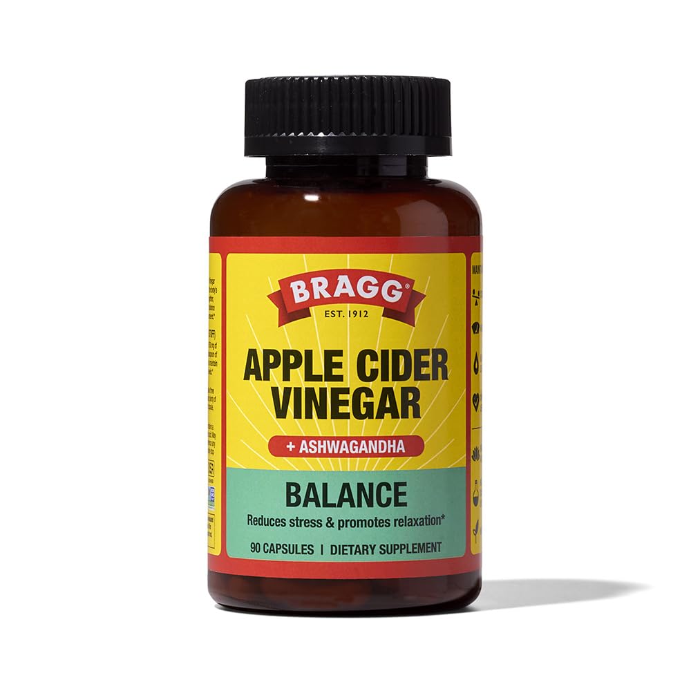 Bragg Daily Balance ACV Capsules bottle on counter for daily wellness