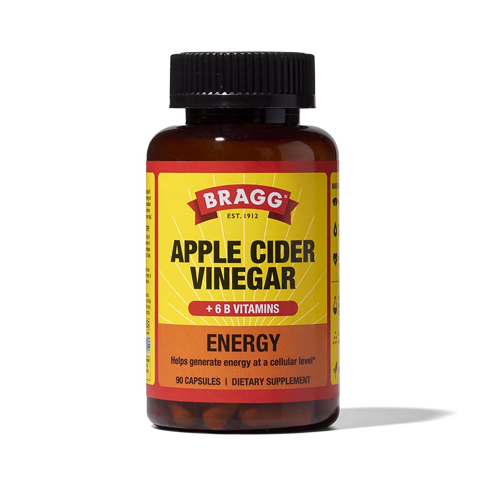 Bragg Energy ACV capsules bottle front for daily energy support.
