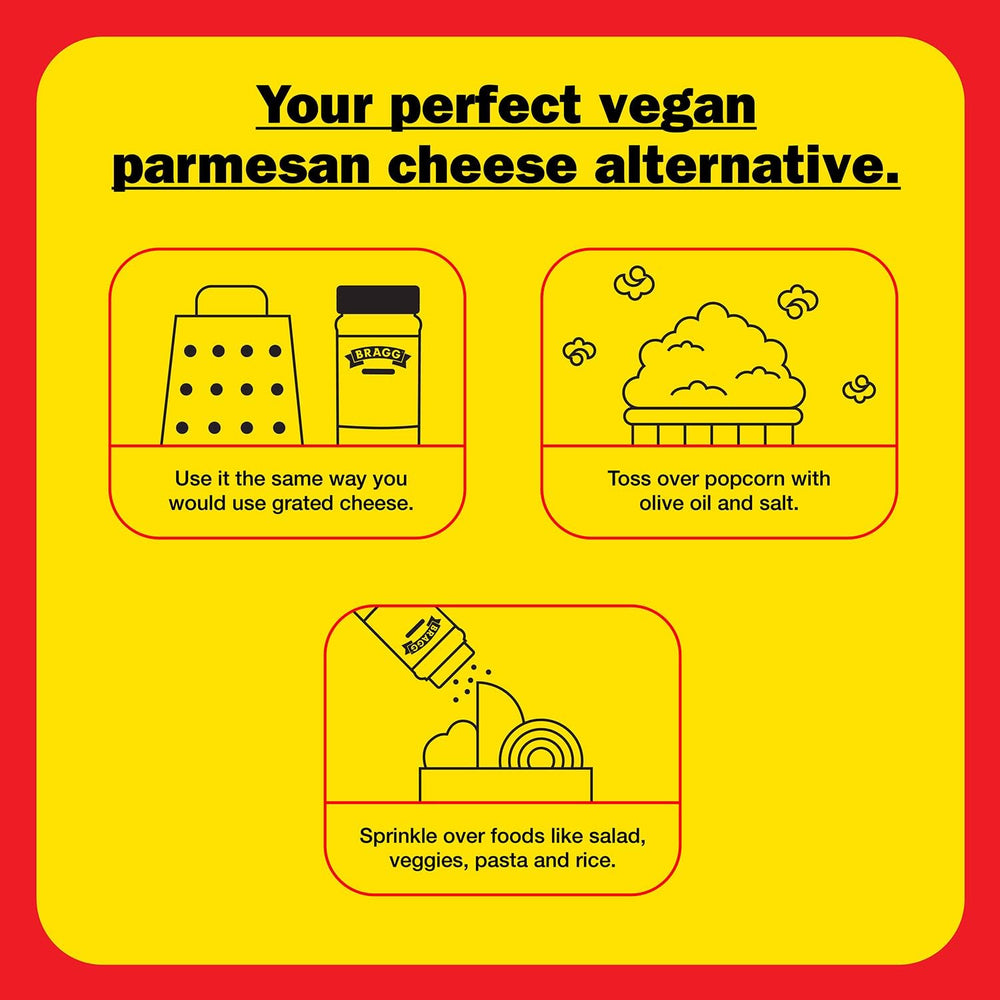 Bragg Nutritional Yeast Seasoning on pasta for dairy-free richness