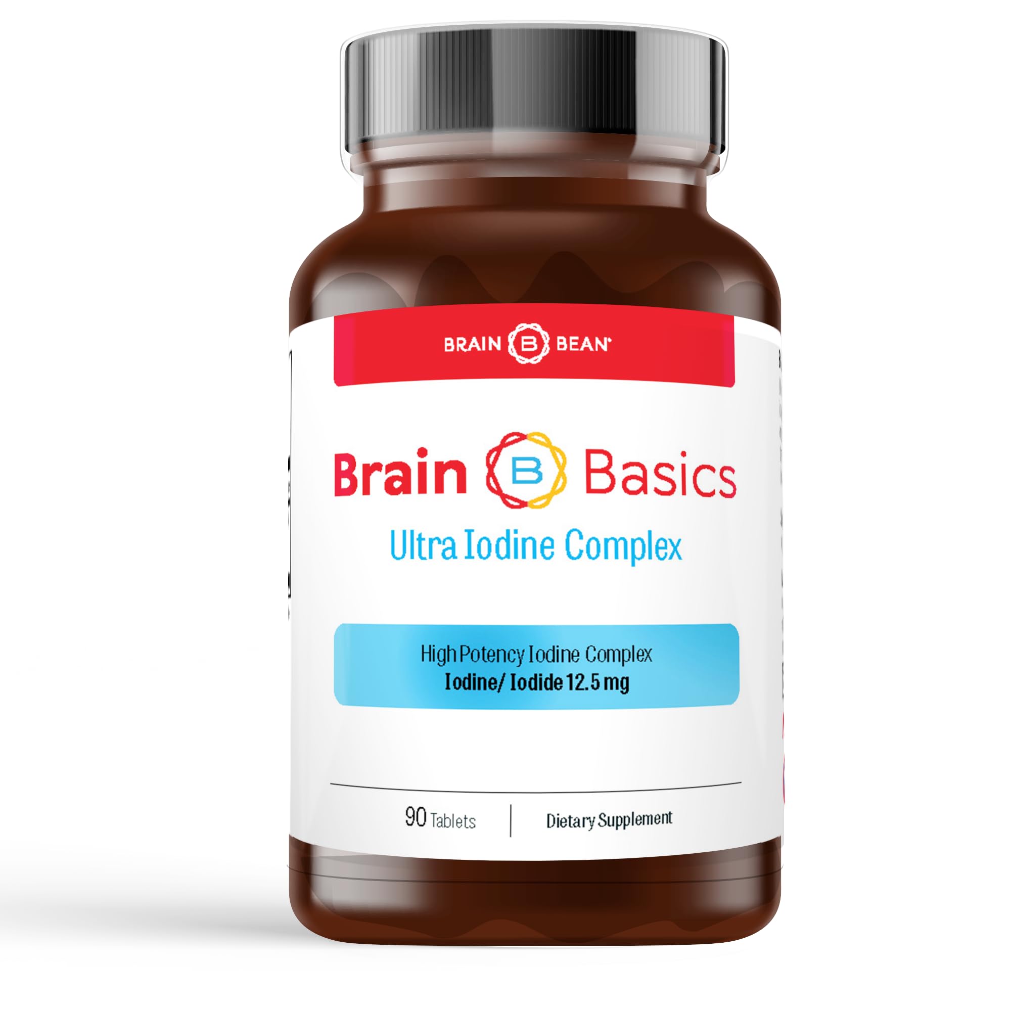 Brain Bean Brain Basics Ultra Iodine bottle close-up for daily thyroid support and brain wellness.