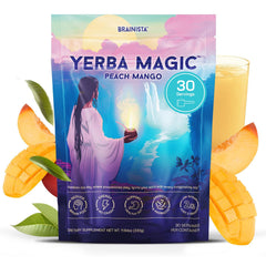 Brainista Yerba Magic bottle-front shows a clean energy drink for mental clarity.