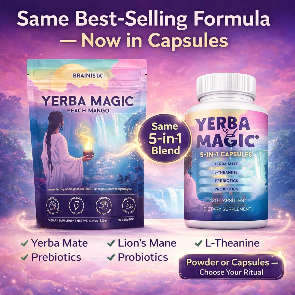 Brainista Yerba Magic ingredients chart showcases natural wellness components.