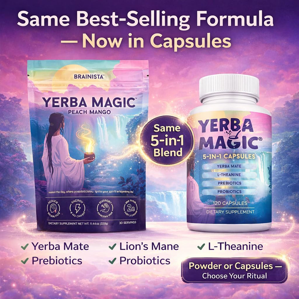 Brainista Yerba Magic ingredients chart showcases natural wellness components.