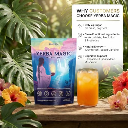 Brainista Yerba Magic natural caffeine option supports focus during study or work.