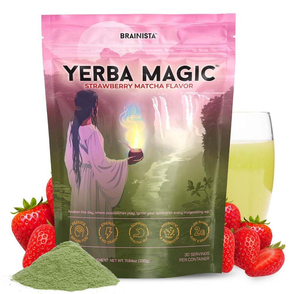 Brainista Yerba Magic strawberry-matcha pour boosts alertness and mood