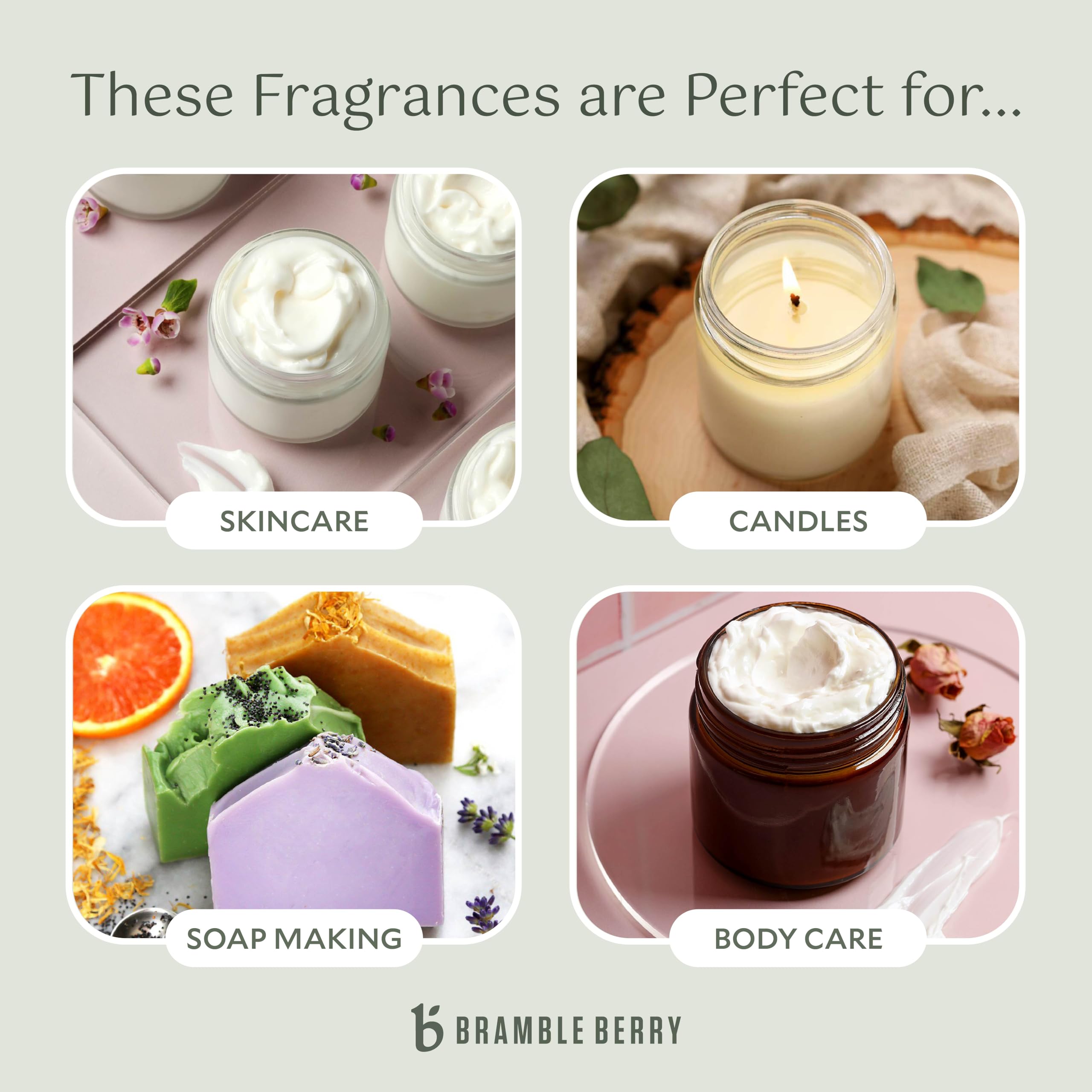 Bramble Berry Cashmere Fragrance Oil label highlights the clean vegan formula for crafts.