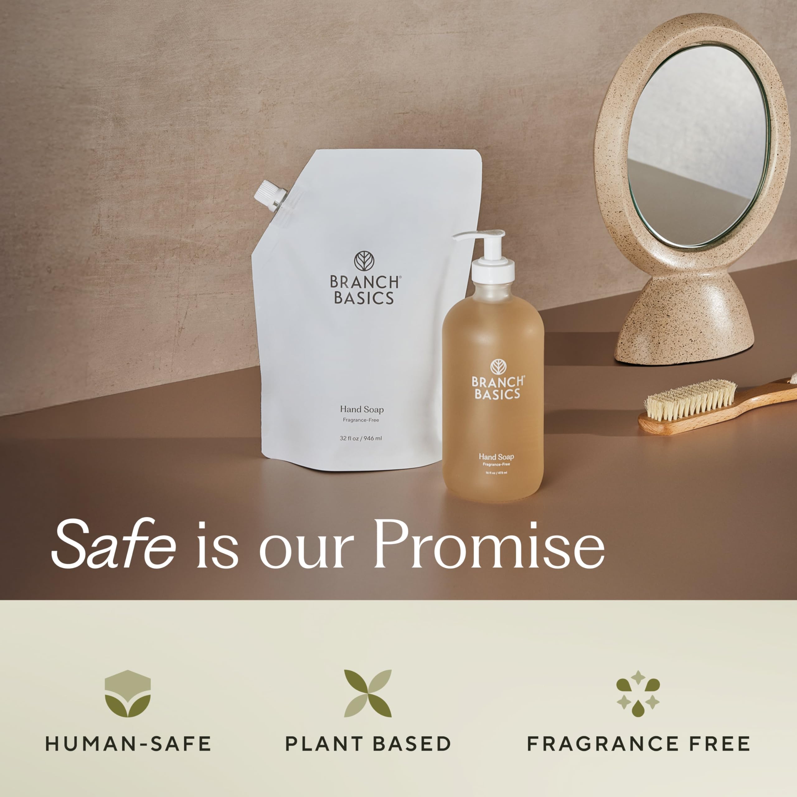 Branch Basics fragrance-free label emphasizing hormone-safe formulation