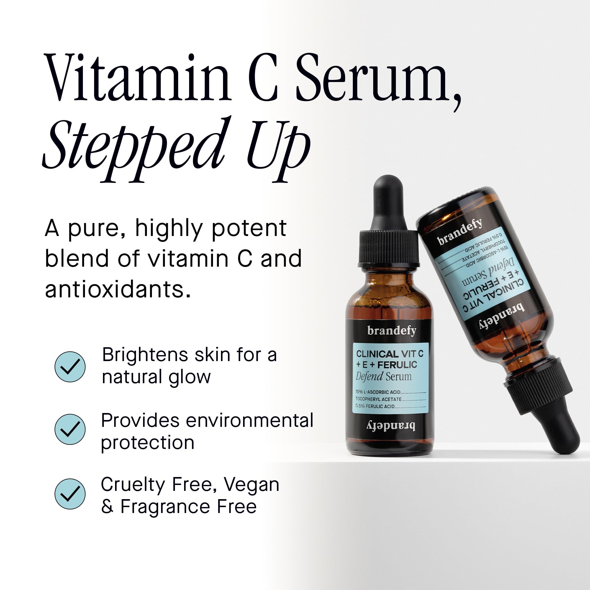 Brandefy Vitamin C Serum application scene demonstrates skin prep for glow.