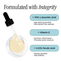 Brandefy Vitamin C Serum with ferulic acid ingredient emphasis on antioxidant benefits.